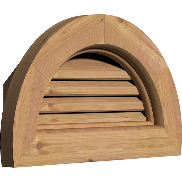Half Round Gable Vent Functional, Western Red Cedar Gable Vent W/Brick Mould Face Frame, 26W X 13H